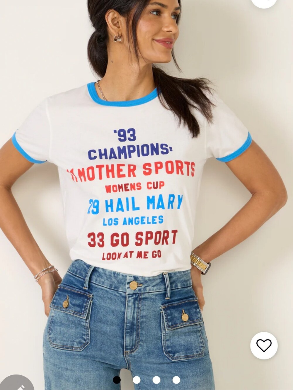 MOTHER Lil Goodie Champion Graphic Logo Ringer Short Sleeve T-Shirt XS